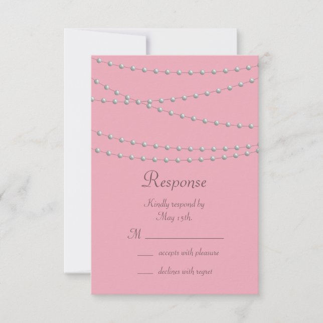 Dainty Pearls on Pink RSVP Card (Front)