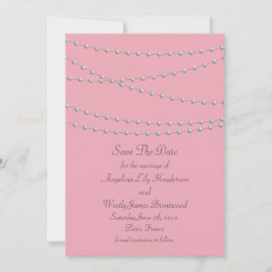 Dainty Pearls on Pink Save the Date