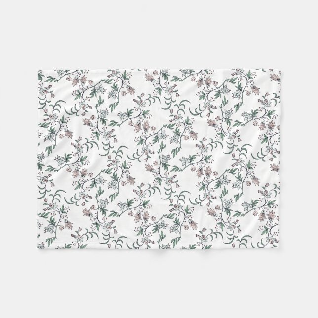 Dainty Pink Botanical Newborn Nursery Blanket Gift (Front (Horizontal))