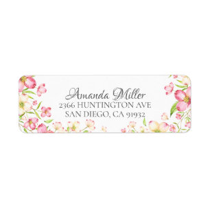 Dainty Pink Floral Bridal Return Address Label