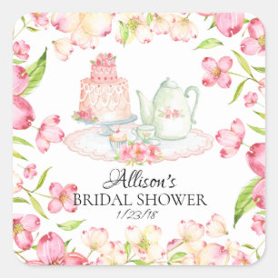 *Dainty Pink Floral Bridal Tea Party Envelope Seal