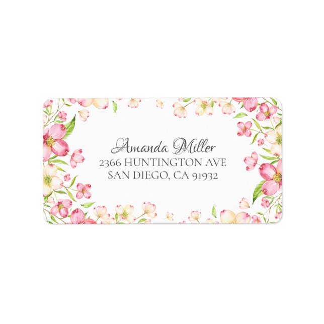 Dainty Pink Floral Return Address Label (Front)