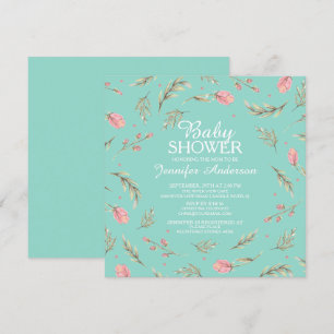 Dainty Pink Roses Girls Baby Shower Invitation