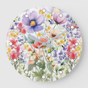 Dainty Pretty Summer Floral Large Clock