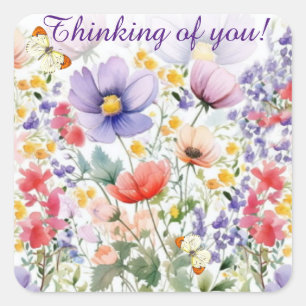 Dainty Pretty Watercolor Floral  Square Sticker