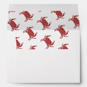 Dainty Red Crab Boil Broil Pattern Wedding Envelope