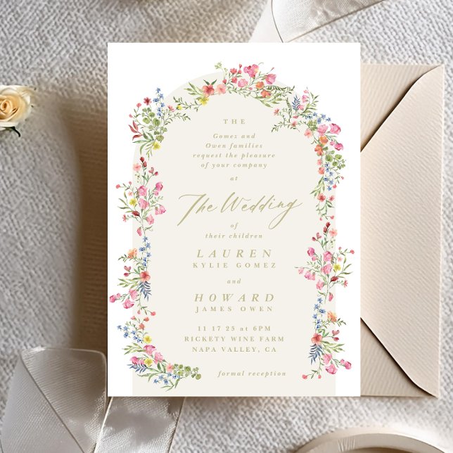 dainty romantic floral arch spring garden wedding invitation (Creator Uploaded)