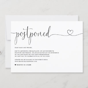 Dainty Script Change of Plans Wedding Postponement Announcement