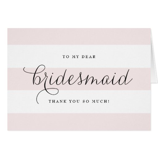 Image of Dainty Script & Pink Stripes Bridesmaids Thank You