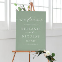 Dainty Script Sage Green Wedding Welcome