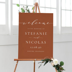 Dainty Script Terracotta Wedding Welcome Poster