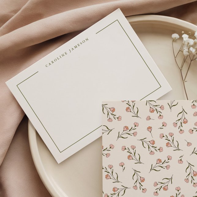 Dainty Simple Floral Flat Note Card (Creator Uploaded)