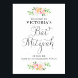 Dainty Watercolor Florals Bat Mitzvah Welcome Sign<br><div class="desc">An elegant and feminine floral Bat Mitzvah welcome sign featuring watercolor flowers and whimsical script. This welcome sign is perfect for spring and summer Bat Mitzvah.</div>