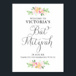 Dainty Watercolor Florals Bat Mitzvah Welcome Sign<br><div class="desc">An elegant and feminine floral Bat Mitzvah welcome sign featuring watercolor flowers and whimsical script. This welcome sign is perfect for spring and summer Bat Mitzvah.</div>