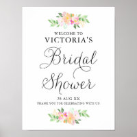 Dainty Watercolor Florals Bridal Shower Welcome