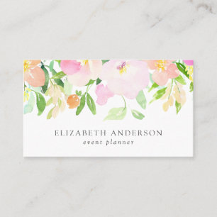 Dainty Watercolor Flowers   Pastel Floral Business Card