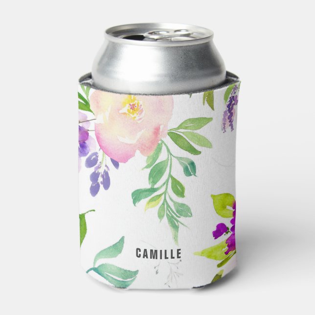 Dainty Watercolor Flowers | Peonies and Wisterias Can Cooler (Can Front)