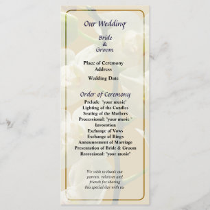 Dainty White Orchids Wedding Program Programme