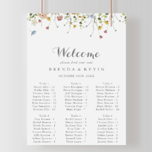 Dainty Wild Floral Alphabetical Seating Chart