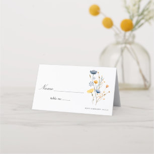 Dainty Wild Flower Florals Rustic Boho Wedding Place Card