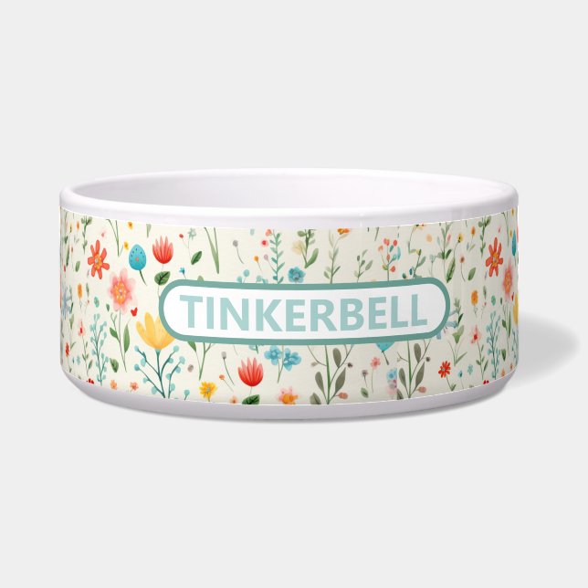 Dainty Wild Flowers Ceramic Pet Bowl (Front)