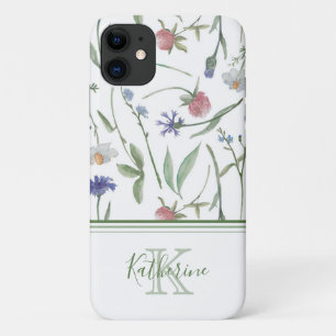 Dainty wild flowers personalised iPhone 11 case