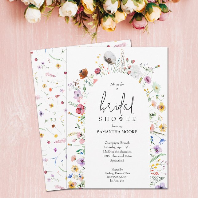 Dainty Wildflower Bridal Shower Invitation (Dainty wildflowers bridal shower invitations - PRINTED and/or INSTANT DOWNLOAD)