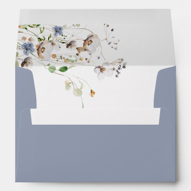 Dainty Wildflower Dusty Blue Envelope (Back (Bottom))