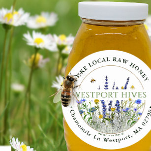 Dainty Wildflowers Honey Label Pure Local Raw 