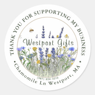 Dainty Wildflowers Thank You For Your Business Classic Round Sticker