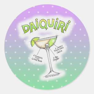 DAIQUIRI RECIPE COCKTAIL ART CLASSIC ROUND STICKER