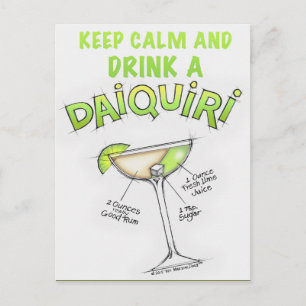DAIQUIRI RECIPE COCKTAIL ART POSTCARD