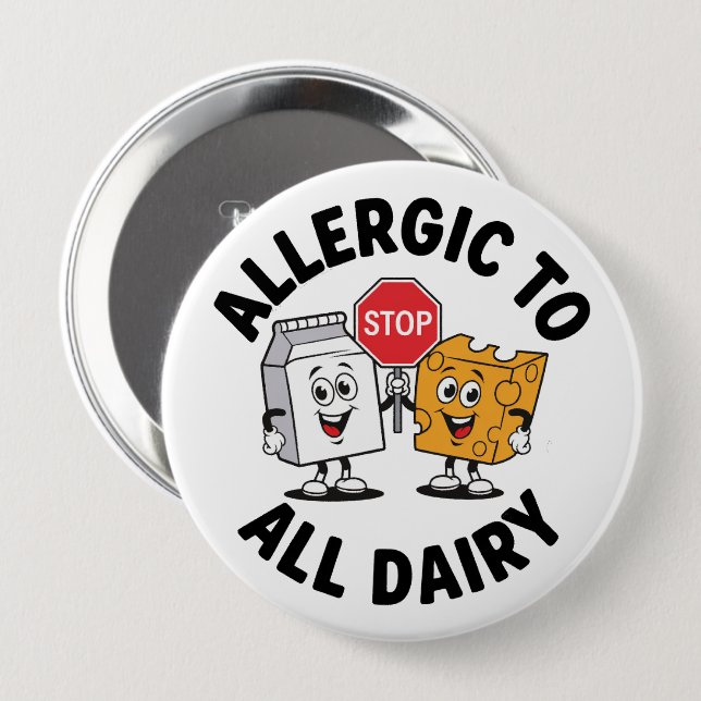 Dairy Allergy Alert 10 Cm Round Badge (Front & Back)