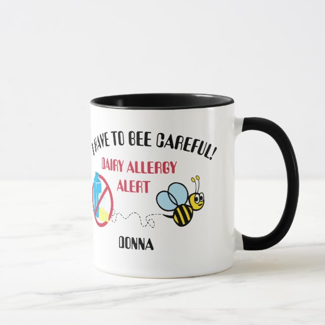 Dairy Allergy Alert Bumble Bee Mug (Right)