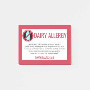 Dairy Allergy Alert Restaurant Chef Custom Post-it Notes