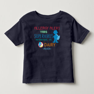 Dairy Allergy Alert Superhero Boy Silhouette Toddler T-Shirt