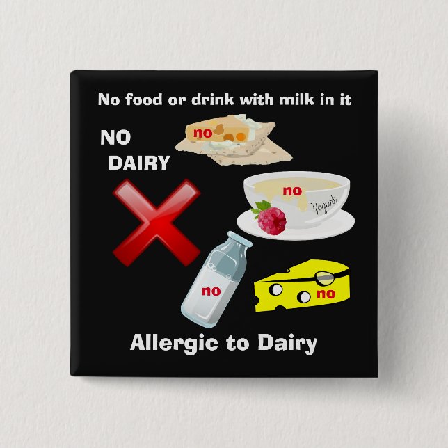 Dairy Allergy Button for food allergies (Front)