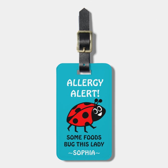 Dairy Allergy Ladybug Medical Alert Luggage Tag (Front Vertical)
