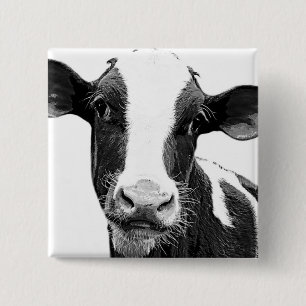 Dairy Cow - Black and White Dairy Calf 15 Cm Square Badge