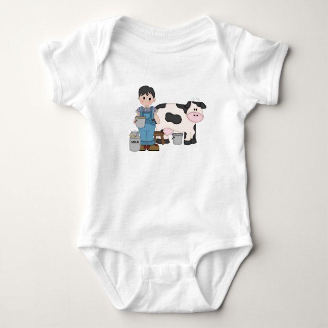 Dairy Cow Boy Baby Bodysuit (Front)