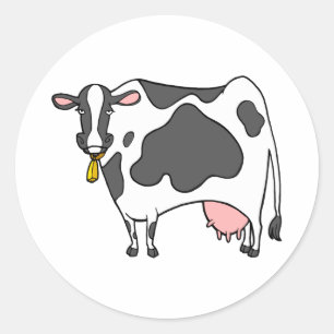 Dairy Cow Cartoon Classic Round Sticker