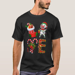 Dairy Cow Christmas Lights Led Cute Santa Hat Chri T-Shirt