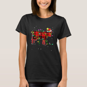 Dairy Cow Christmas Santa Hat Xmas Lights Holidays T-Shirt