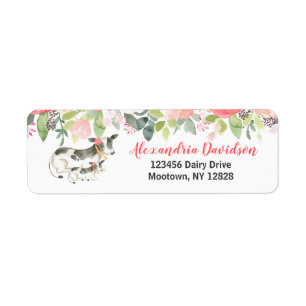 Dairy Cow Floral Custom Address Labels