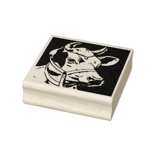 Dairy Cow Head Rubber Stamp