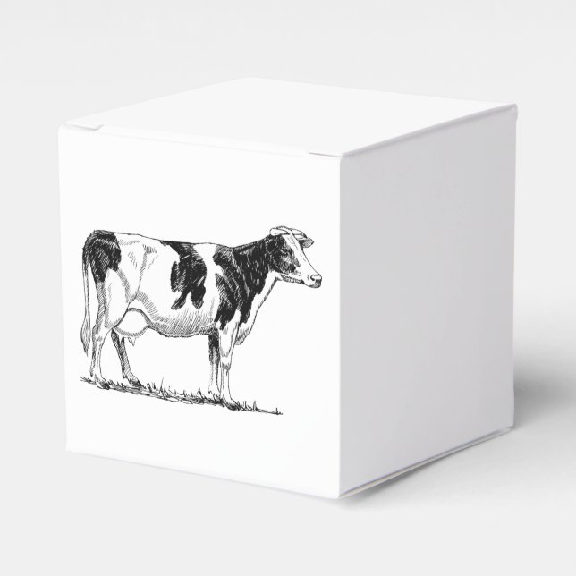 Dairy Cow Holstein Fresian Pencil Drawing Favour Box (Front Side)