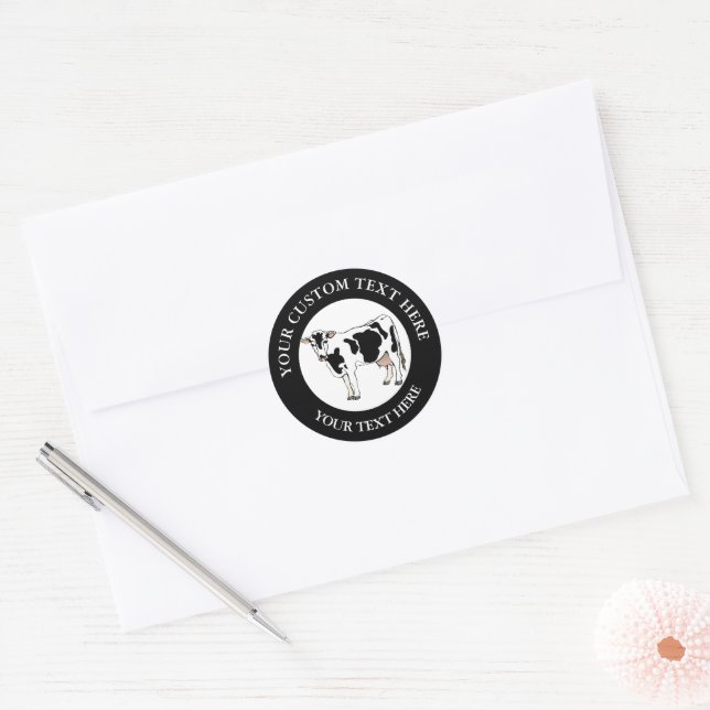 Dairy Cow Icon Logo Custom 1.5 Classic Round Sticker (Envelope)