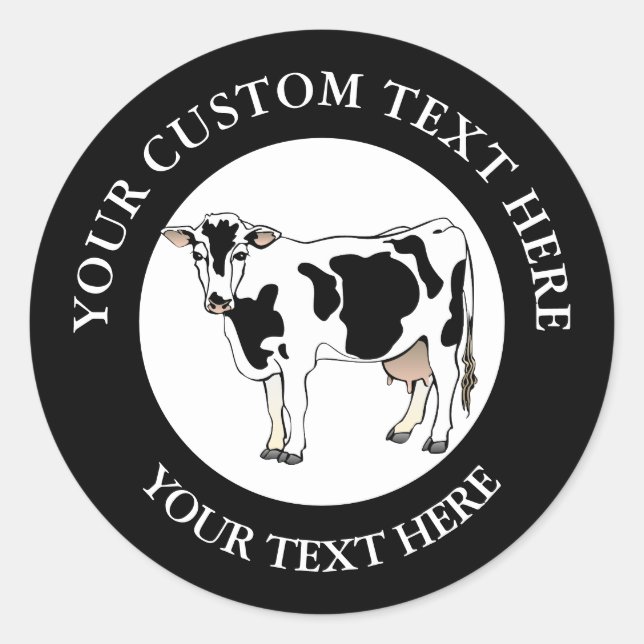 Dairy Cow Icon Logo Custom 3" Classic Round Sticker (Front)