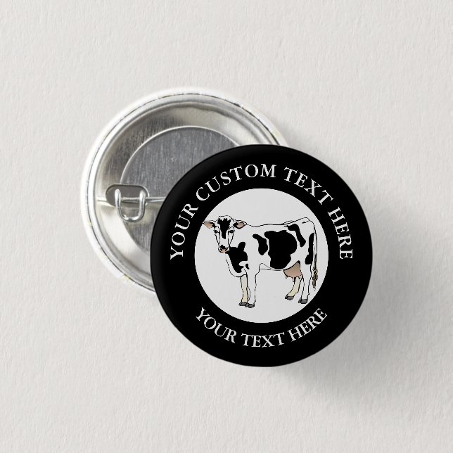 Dairy Cow Icon Logo Custom 3 Cm Round Badge (Front & Back)