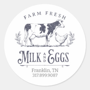Dairy Cow Illustration Label Sticker